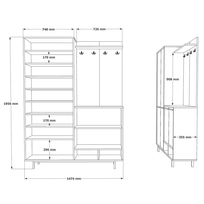 Hanah Home OS1-SA Soporte de Pasillo Roble y Antracita Hanah Home OS1-SA Soporte de Pasillo Roble y Antracita